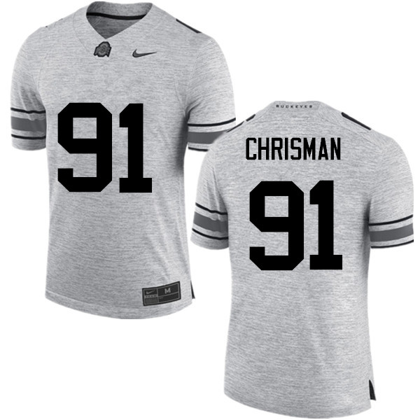Ohio State Buckeyes #91 Drue Chrisman College Football Jerseys Game-Gray
